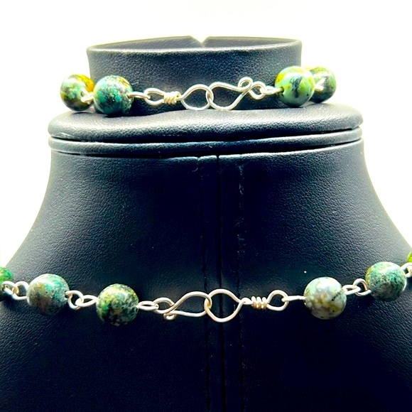 Handmade Compass Necklace Set with Natural African Turquoise Stones! - Picture 2 of 8